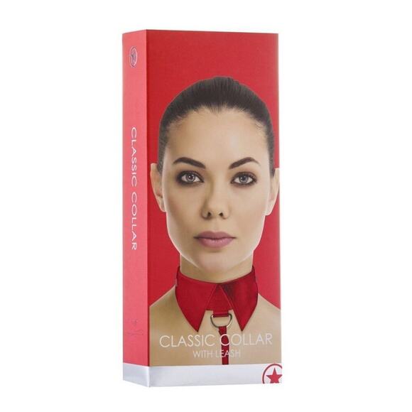 🦋B2G1🦋OUCH! SHOTS AMERICA Classic Leather Collar With Leash-Red | ONE SIZE | - Picture 2 of 5